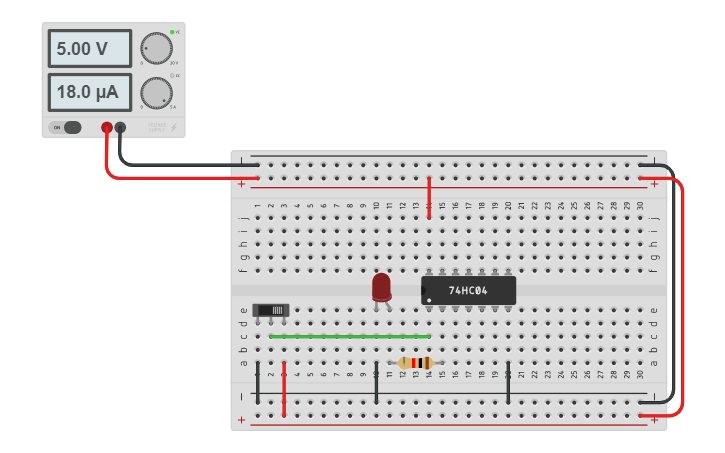 Logical Not Gate Using 7404 Ic Hex Inverter Bishal Tamang Tinkercad Logical Not Gate Using 7404 Ic Hex Inverter Bishal Tamang Tinkercad