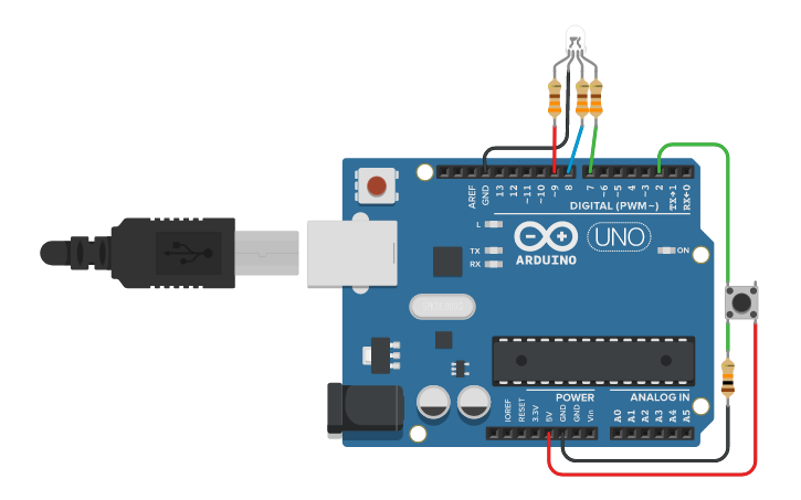 割込使用 Led色変わり タイマー Tinkercad