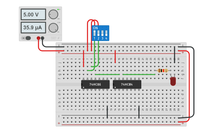 Circuit design XNOR Gate | Tinkercad