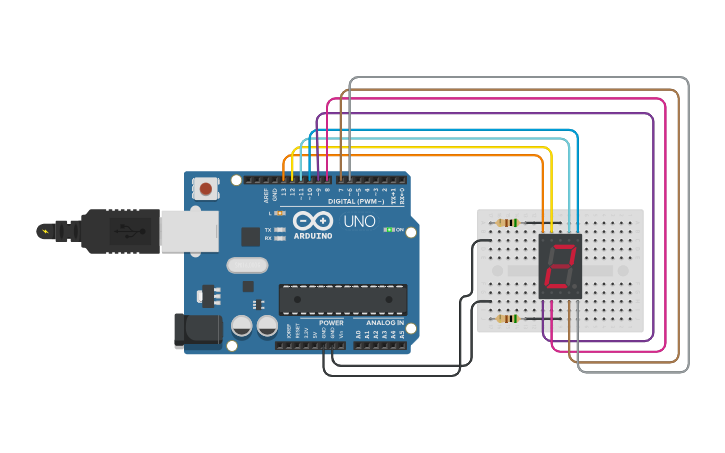 Arduino 7 Segment Display Tinkercad