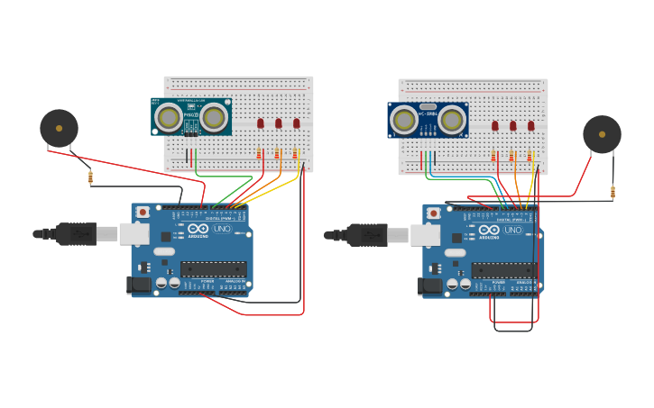 Circuit Design Ultrasonic Distance Sensor Led And Buzzer For Motion Detection Tinkercad