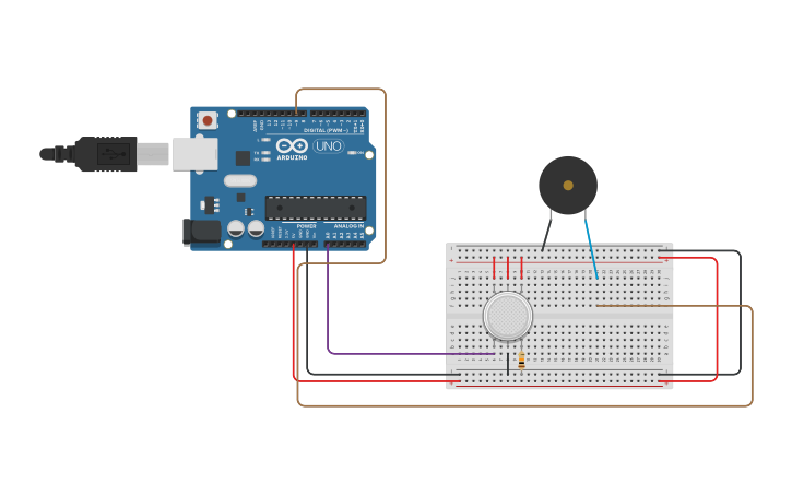 Circuit design Gas Sensor | Tinkercad