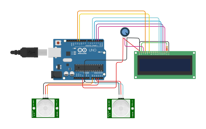 Circuit design Bidirectional Visitor Count | Tinkercad