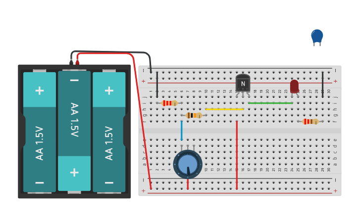 Circuit design 4 Circuito básico del transistor | Tinkercad