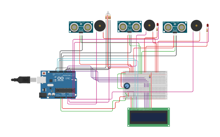 Circuit design Smart Car Parking System | Tinkercad