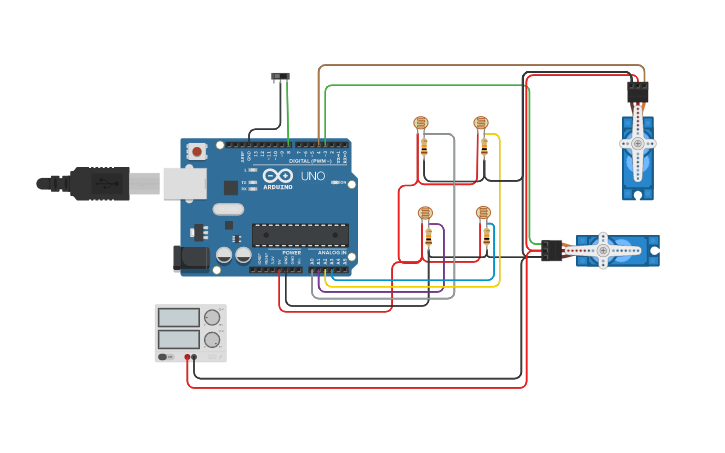 Circuit design Seguidor Solar | Tinkercad