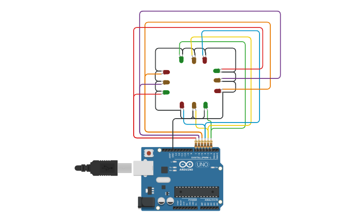 Circuit Design Traffic Light Tinkercad 9636