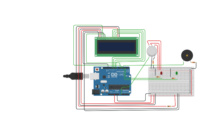 Circuit design GAS Detector with Arduino | Tinkercad