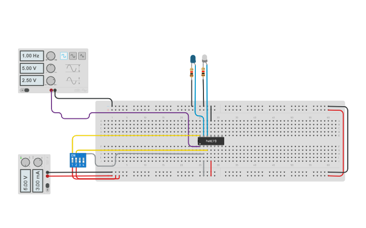Circuit design JK FLIP FLOP IC 7473 | Tinkercad