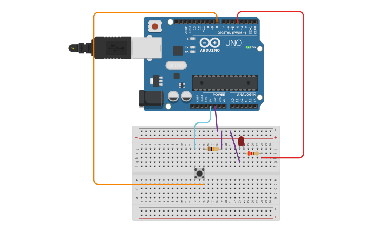 Circuit design Práctica 4. Encender un led con un pulsador | Tinkercad